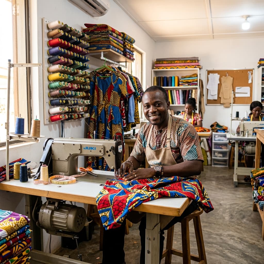 Atelier de couture moderne utilisant le logiciel MonAtelierPro pour la confection sur mesure